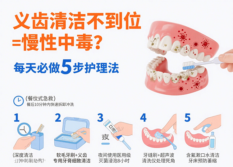 义齿清洁不到位=慢性中毒？每天必做5步护理法延长寿命|成都义齿厂家